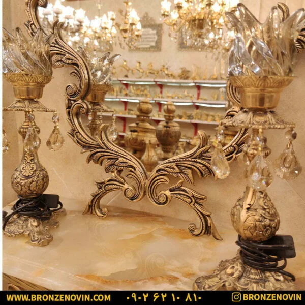 آینه شمعدان عروس برنزی