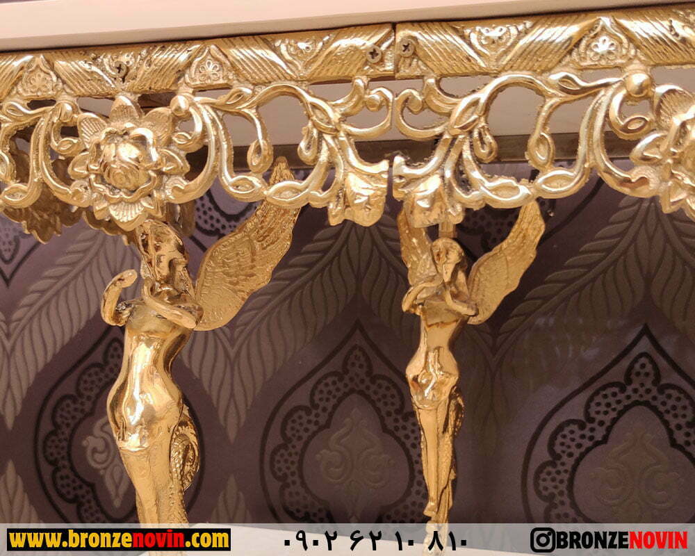 ستون های فرشته میز تلویزیون برنزی گل رز سنگین