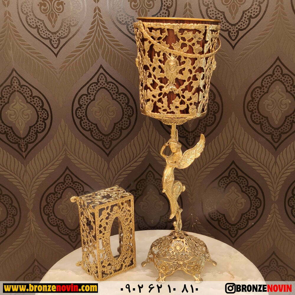 سطل و جا دستمال کاغذی برنزی دیجی کالا