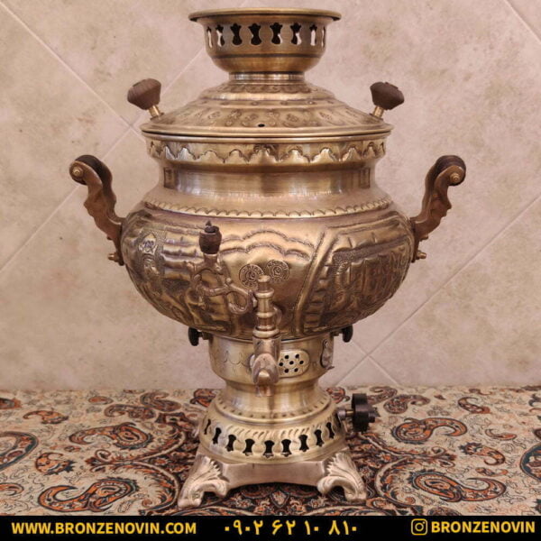 سماور برنجی گازی طرح پاسارگاد