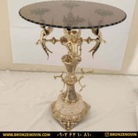 میز خاطره برنزی فرشته پایه سنگی گرد
