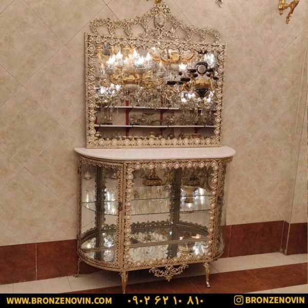 آینه بوفه برنز طول ۱۲۰ گل خورشیدی برگی