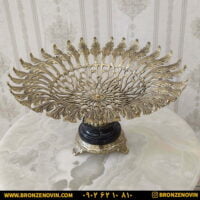 میوه خوری برنزی مدل صدفی پایه سنگی
