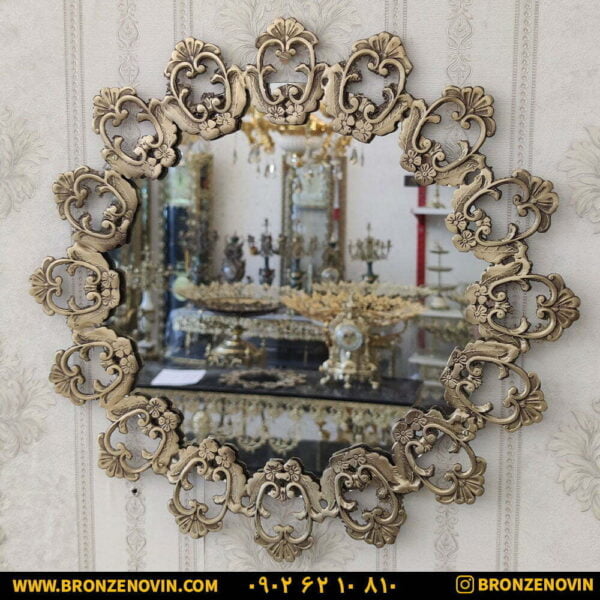 آینه دیواری برنزی مدل یاسمن آنتیک
