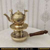 قوری وارمر برنزی هندی دسته چوبی