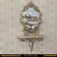 آینه کنسول دیواری برنزی مدل فرشته طلایی