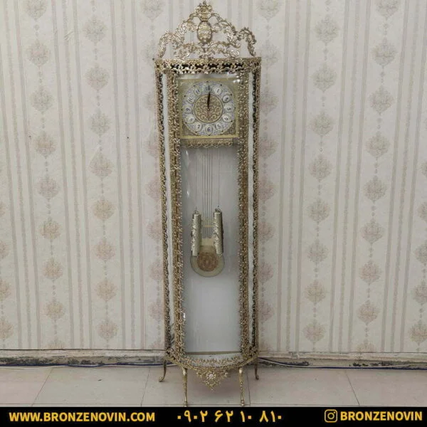 ساعت ایستاده برنزی مدل گل نقلی