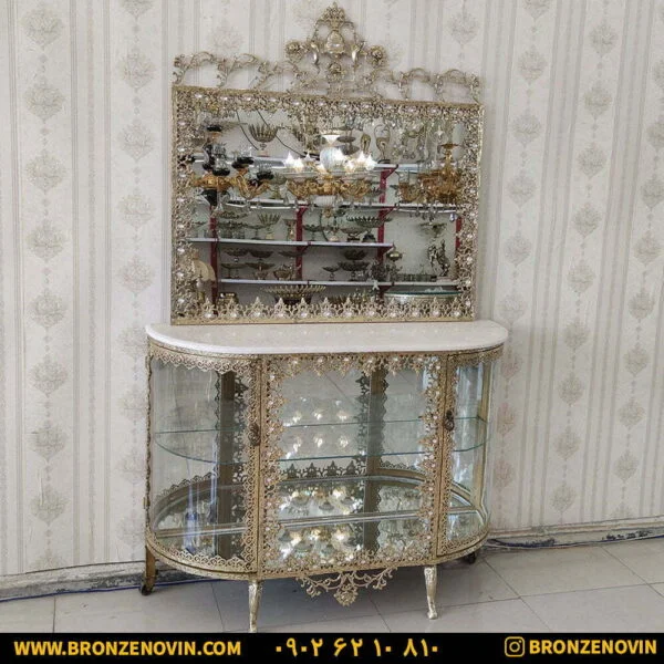 آینه بوفه برنز مدل گل آفتابگردان طول ۱۲۰