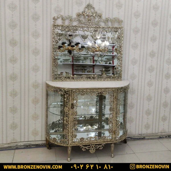 آینه بوفه برنز گل رز سنگین پر کار طول ۱۱۵