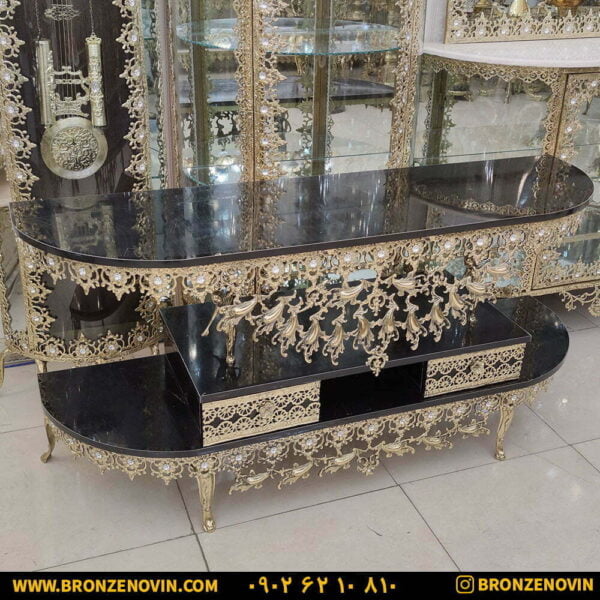 میز تلویزیون برنجی گل آفتابگردان