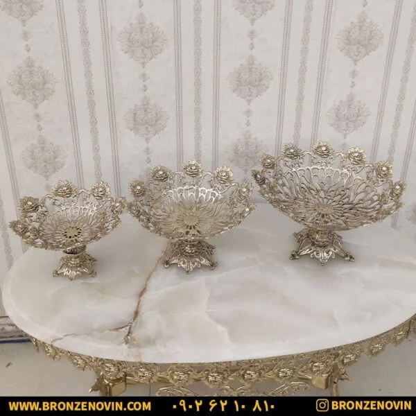 میوه خوری برنزی گل رز سه سایز