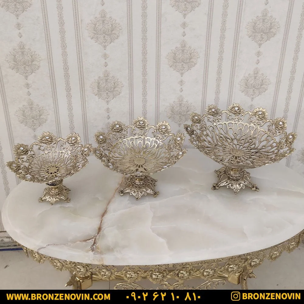 میوه خوری برنزی گل رز سه سایز