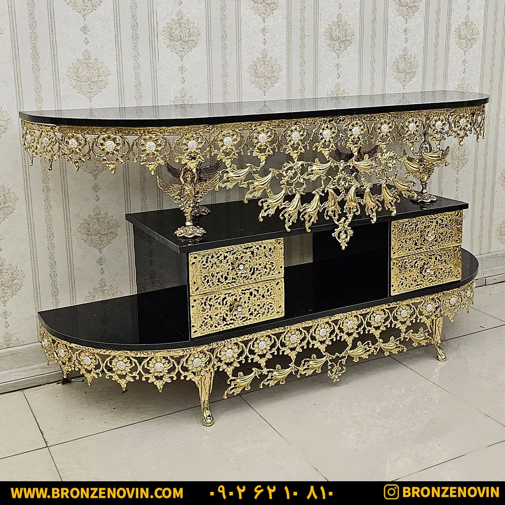 میز ال سی دی صفحه هایگلاس مشکی