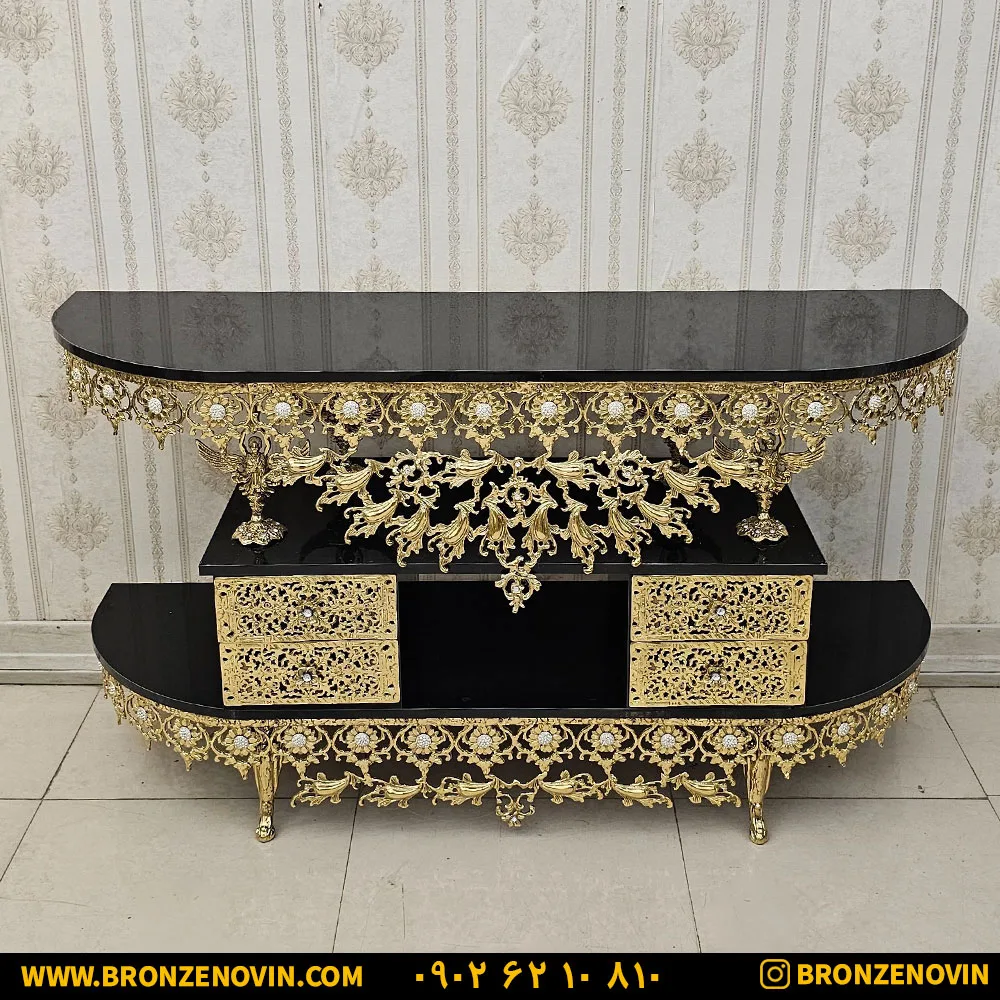 میز تلویزیون برنز طول ۱۴۰ منحنی جدید