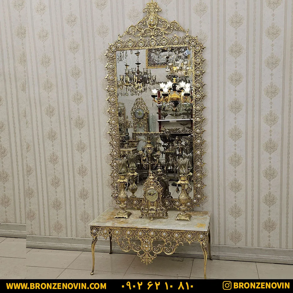 آینه شمعدان برنز