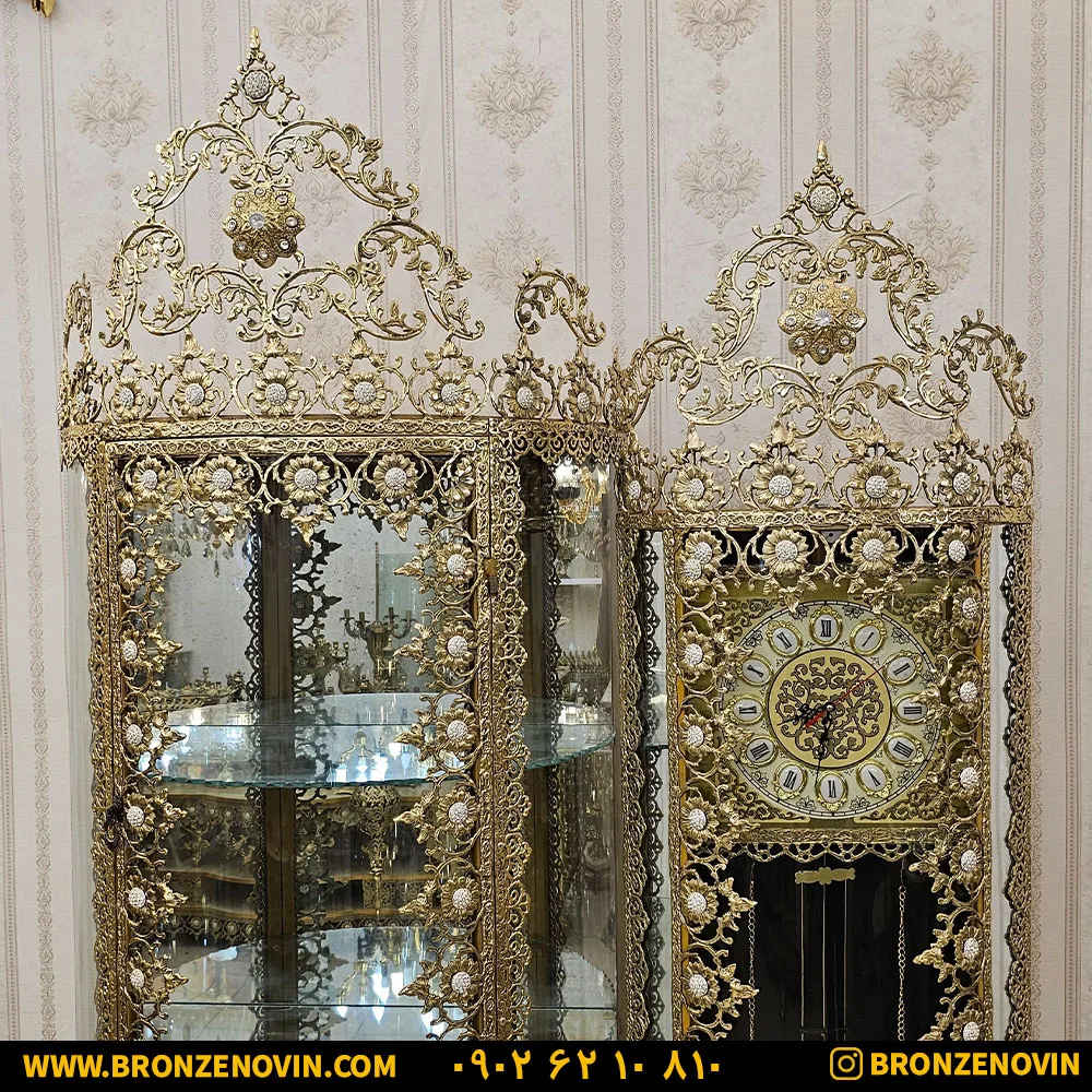 بوفه ساعت پر کار تمام برنز
