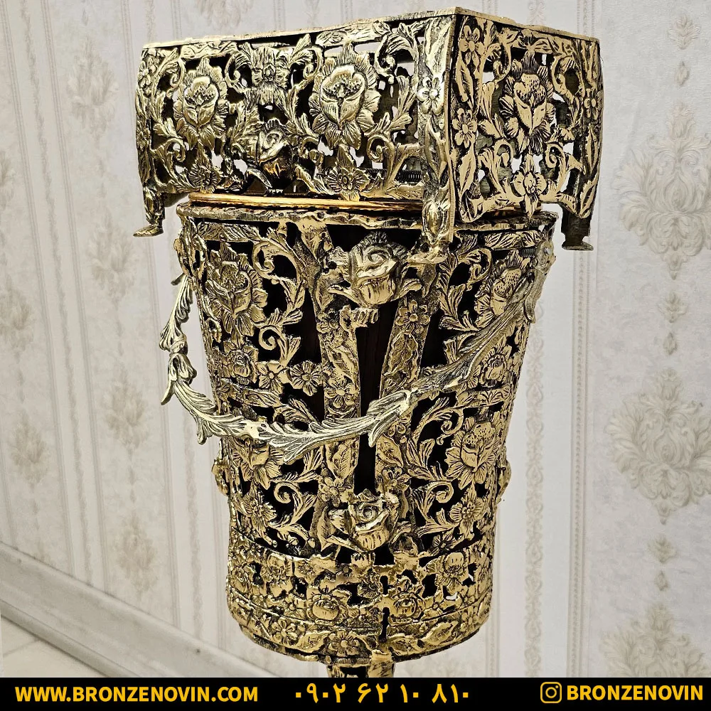 سطل و جای دستمال کاغذی برنجی پایه فرشته سنگین