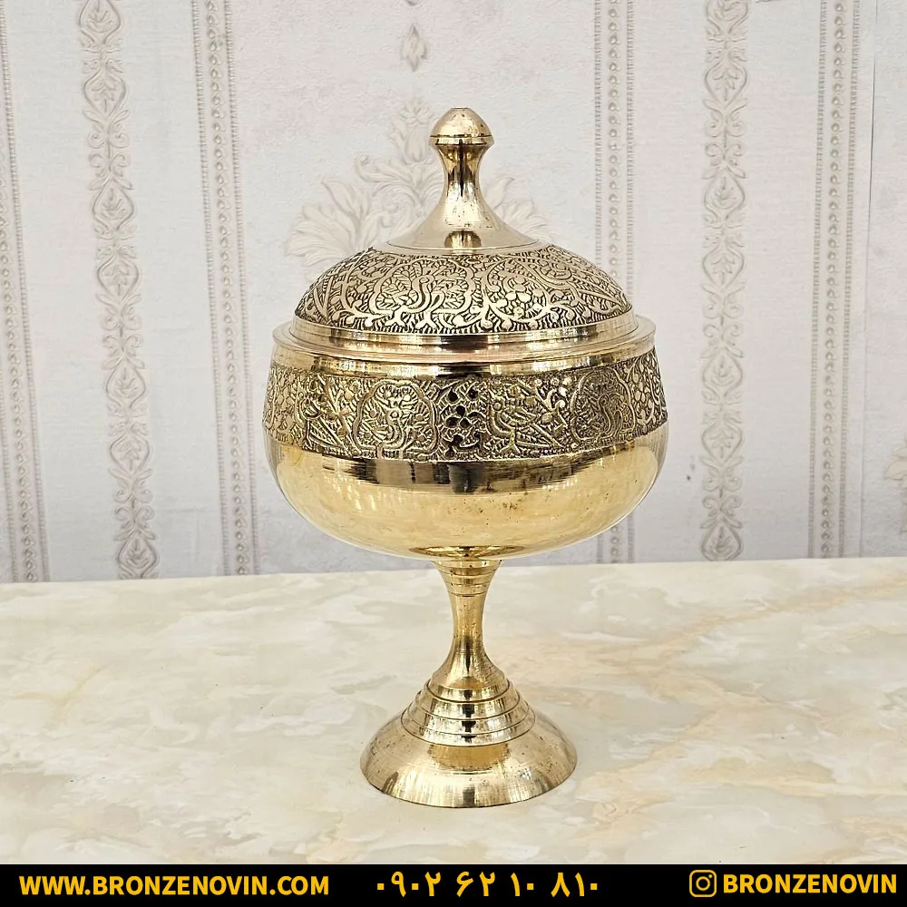 شکلات خوری برنزی هندی مدل طاووس
