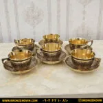 فنجان و نعلبکی برنزی هندی طاووس