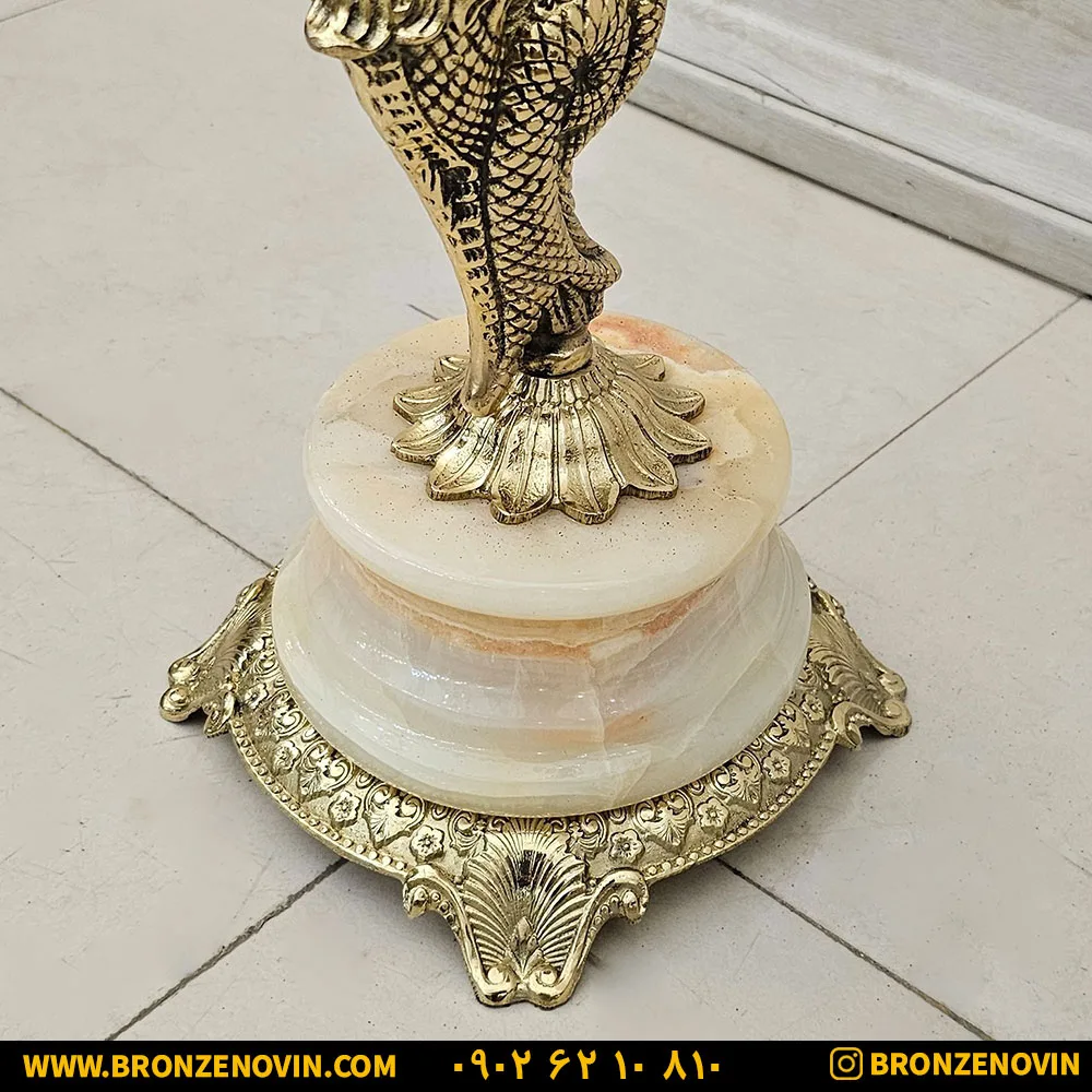 پایه سنگی مرمر سطل برنز
