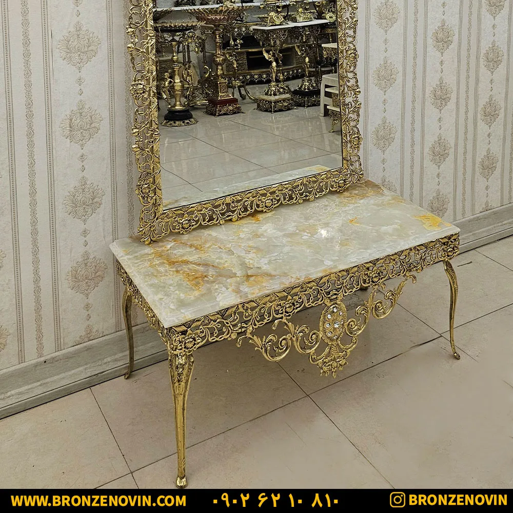 کنسول برنزی مدل گل سرخ متسطیلی