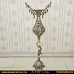 گلدان برنزی کنار سالنی مدل درنا گل رز سنگین