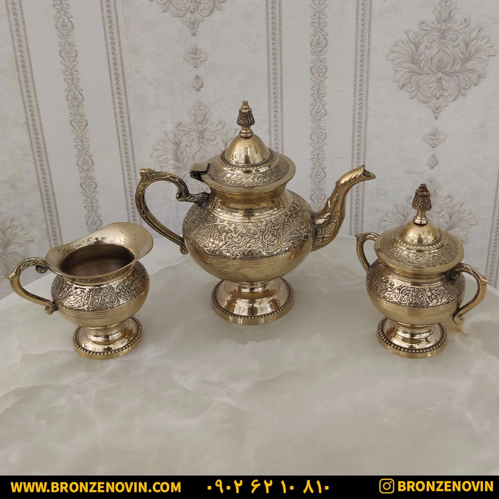 ست صبحانه برنزی هندی طرح طاووس