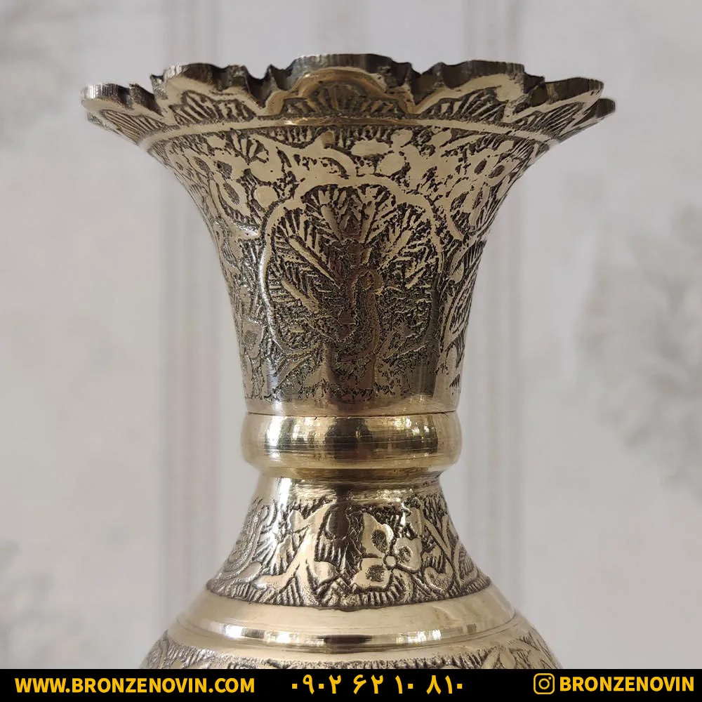 گلدان طاووس برنز