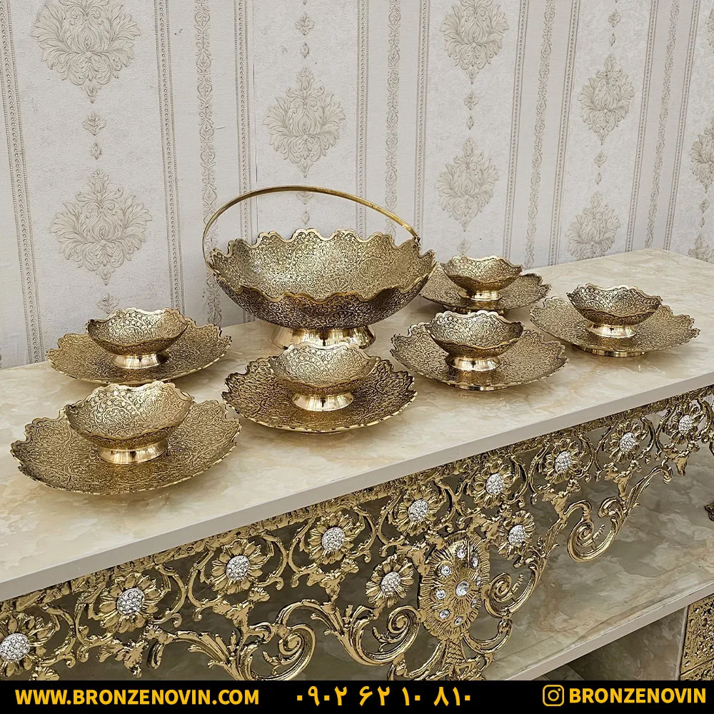 سرویس برنزی هندی طرح طاووس
