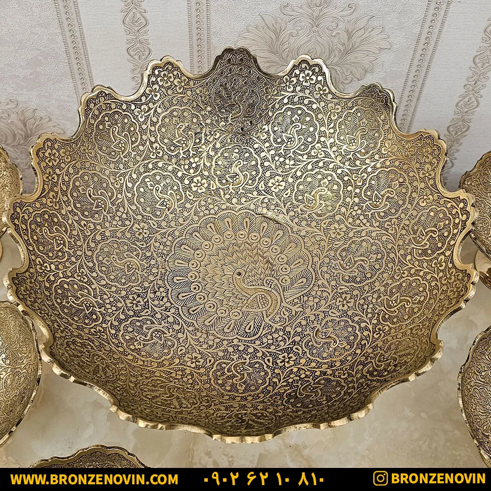 کاسه برنجی هندی مدل طاووس