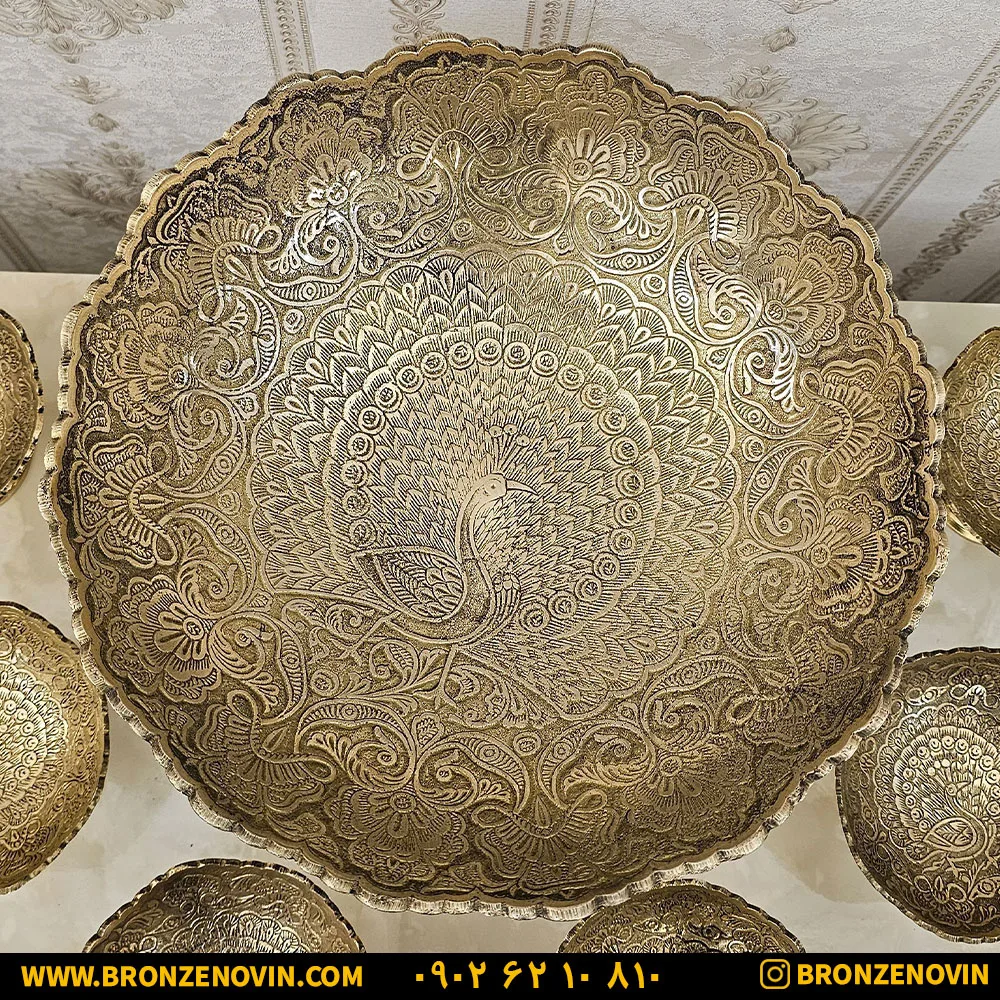 آجیل خوری برنز هندی طرح طاووس