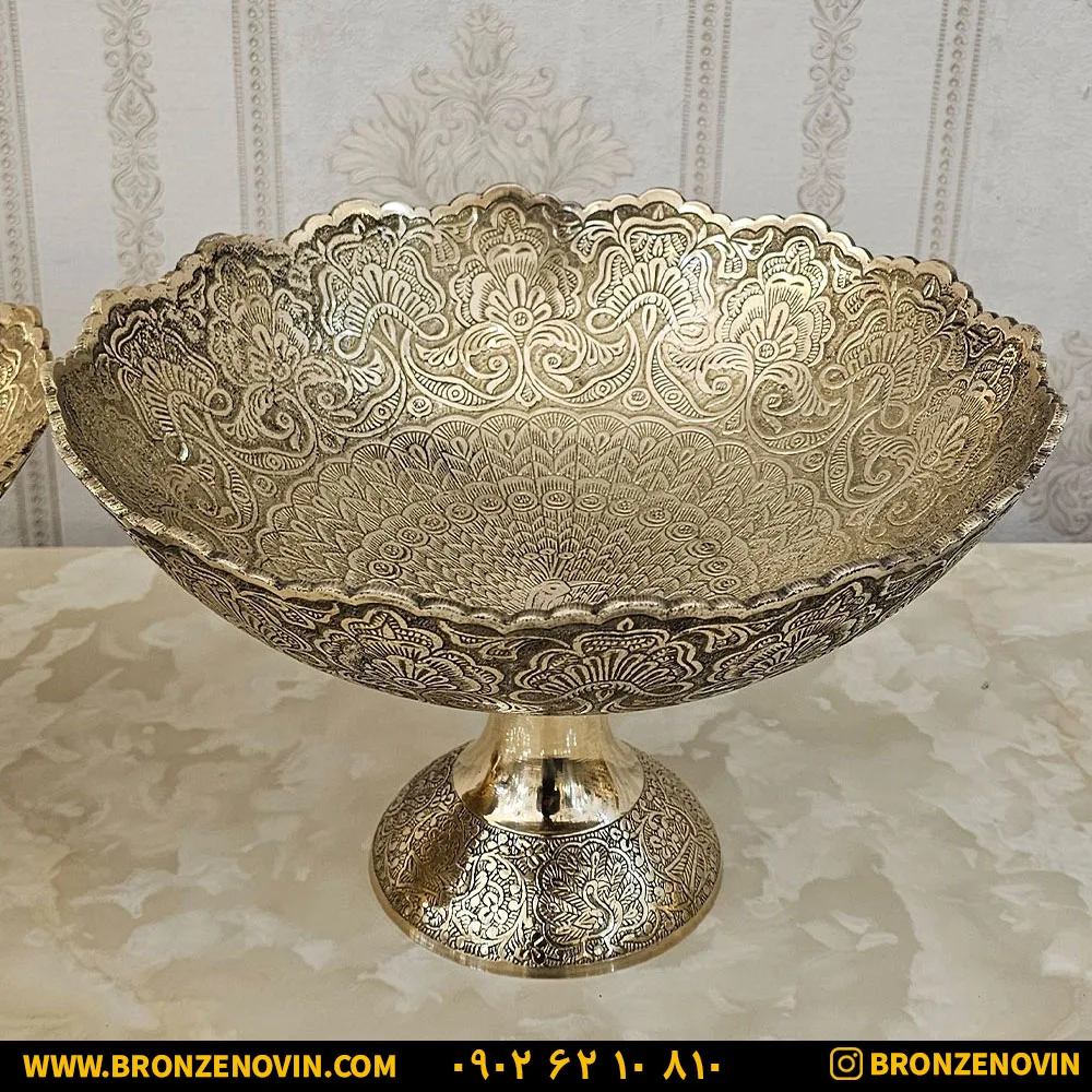 میوه خوری برنز هندی طرح طاووس