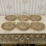 پیش دستی برنجی هندی طرح طاووس ۶ تایی